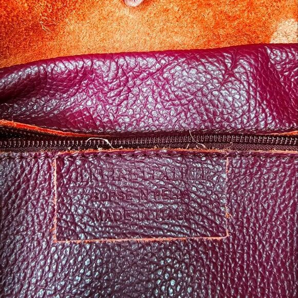 BORSE IN PELLE Red Leather Tote Shoulder Handbag Made in Italy - Picture 9 of 9